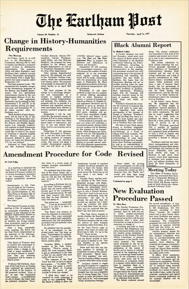 Earlham Post: April 14, 1977 Thumbnail