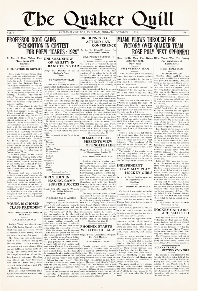 Quaker Quill: October 1, 1929 Thumbnail