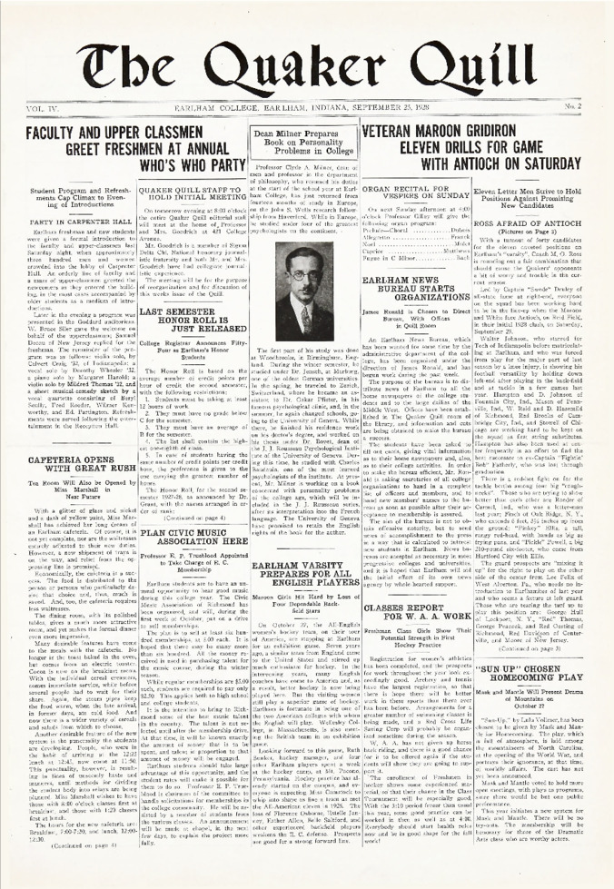 Quaker Quill: September 25, 1928 Thumbnail