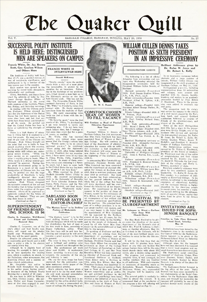 Quaker Quill: May 20, 1930 Thumbnail