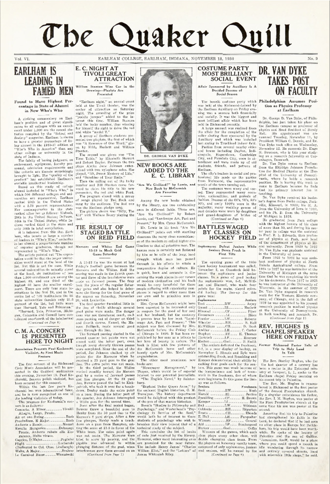 Quaker Quill: November 18, 1930 Thumbnail