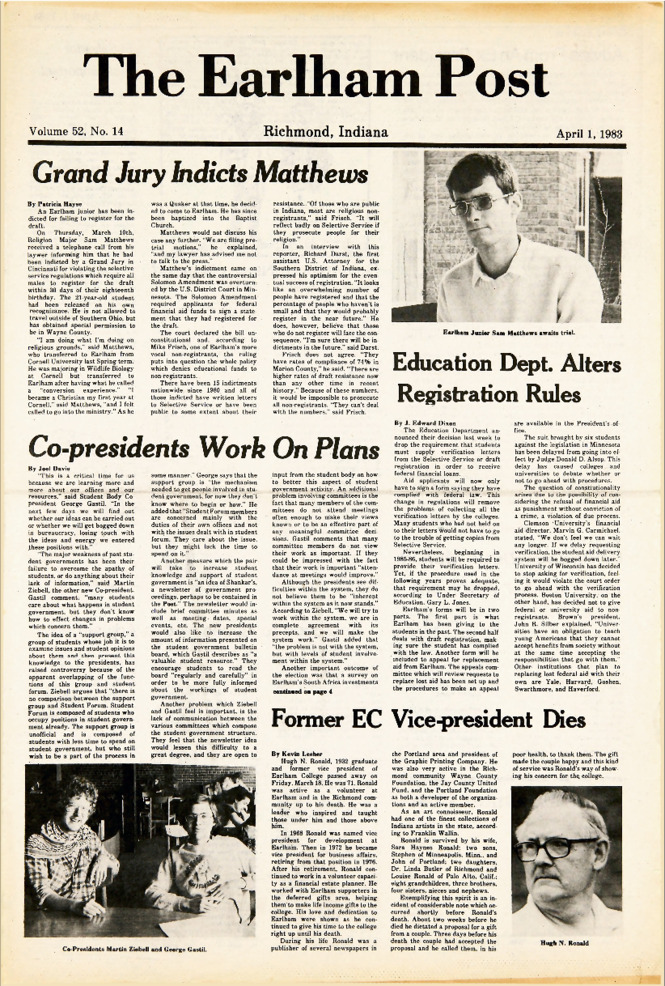 Earlham Post: April 1, 1983 Thumbnail