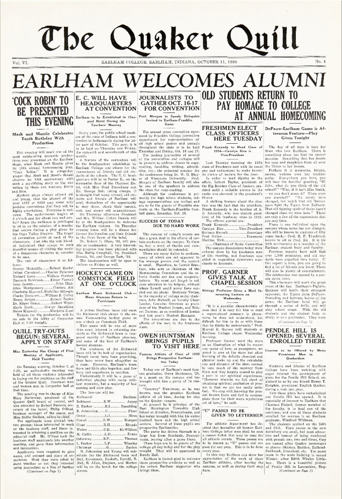 Quaker Quill: October 11, 1930 Thumbnail