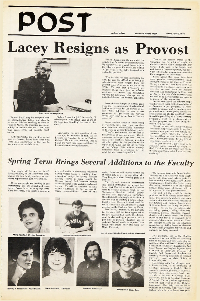 Earlham Post: April 2, 1974 Thumbnail
