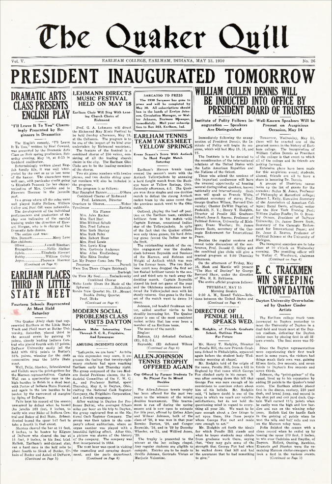 Quaker Quill: May 13, 1930 Thumbnail